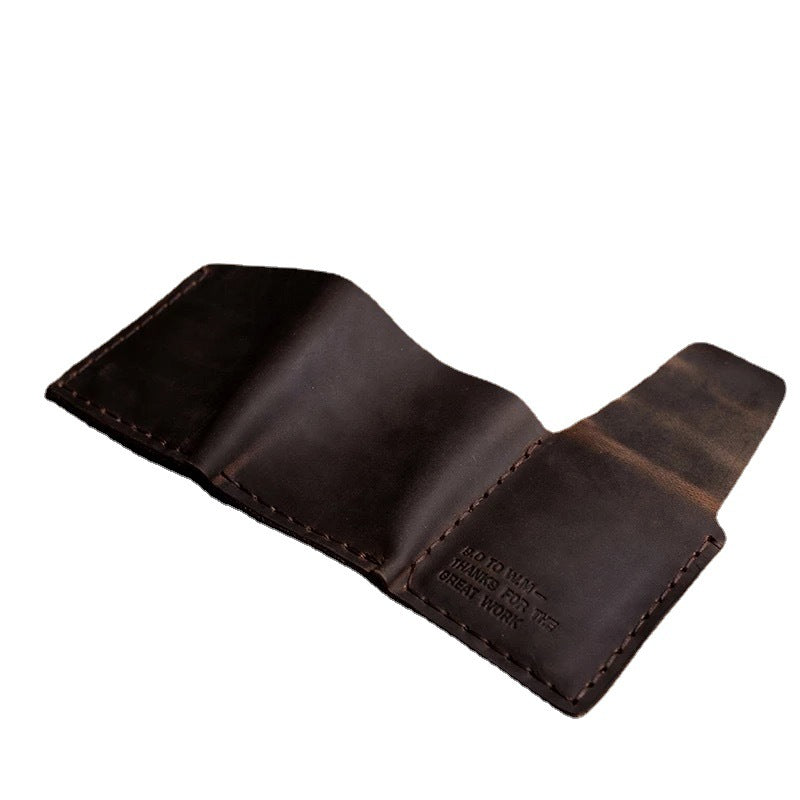 Men's Crazy Horse Leather Handmade Trifold Personality Retro Men's Wallets