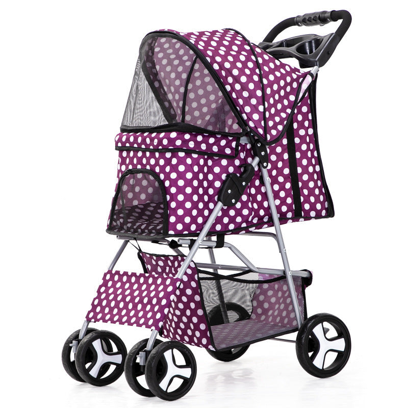 Foldable Pet Stroller with Storage Basket