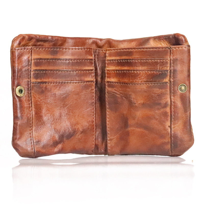 Hand-rub Color Cowhide Vintage Distressed Green Men's Wallets