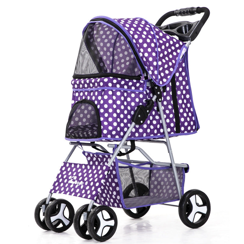 Foldable Pet Stroller with Storage Basket