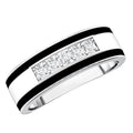 Certified Real Diamond Wedding Band with Black Enamel