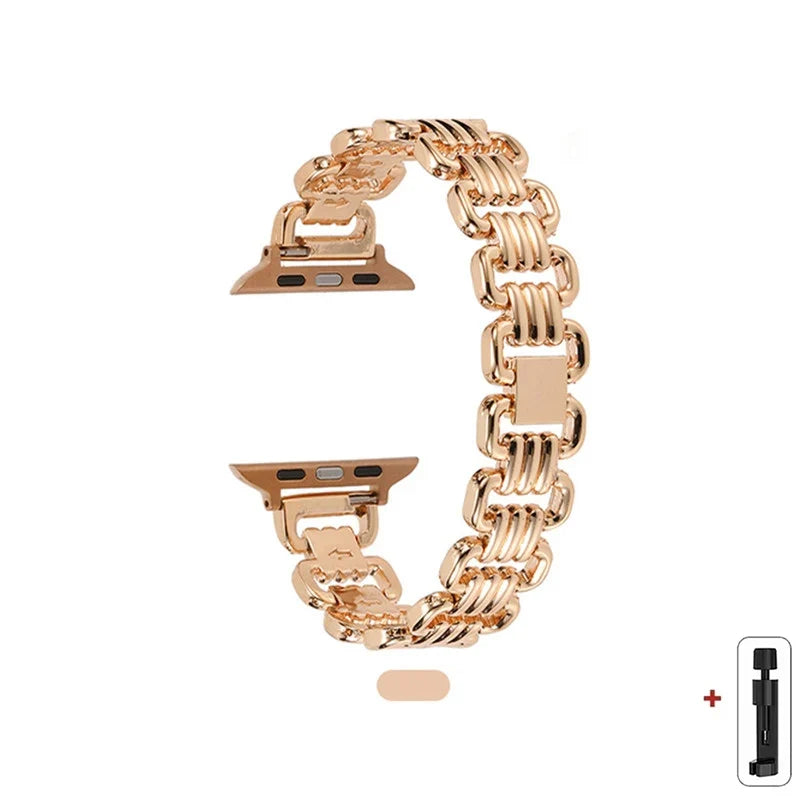 Triple-Ring Link Apple Watch Chain Bracelet Band