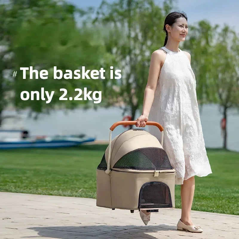 3-in-1 Pet Stroller for Cats & Dogs Detachable Carrier  Storage Basket One-Hand Fold & 4-Wheel Brakes  cat carrier dog carrier