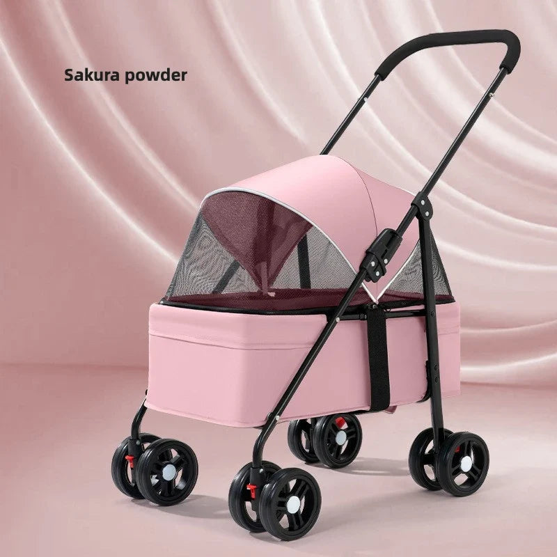 3 in 1 Dog Strollers 4 Wheels Folding Pet Stroller with Detachable Carrier  Breathable Visible Mesh Travel Carriers