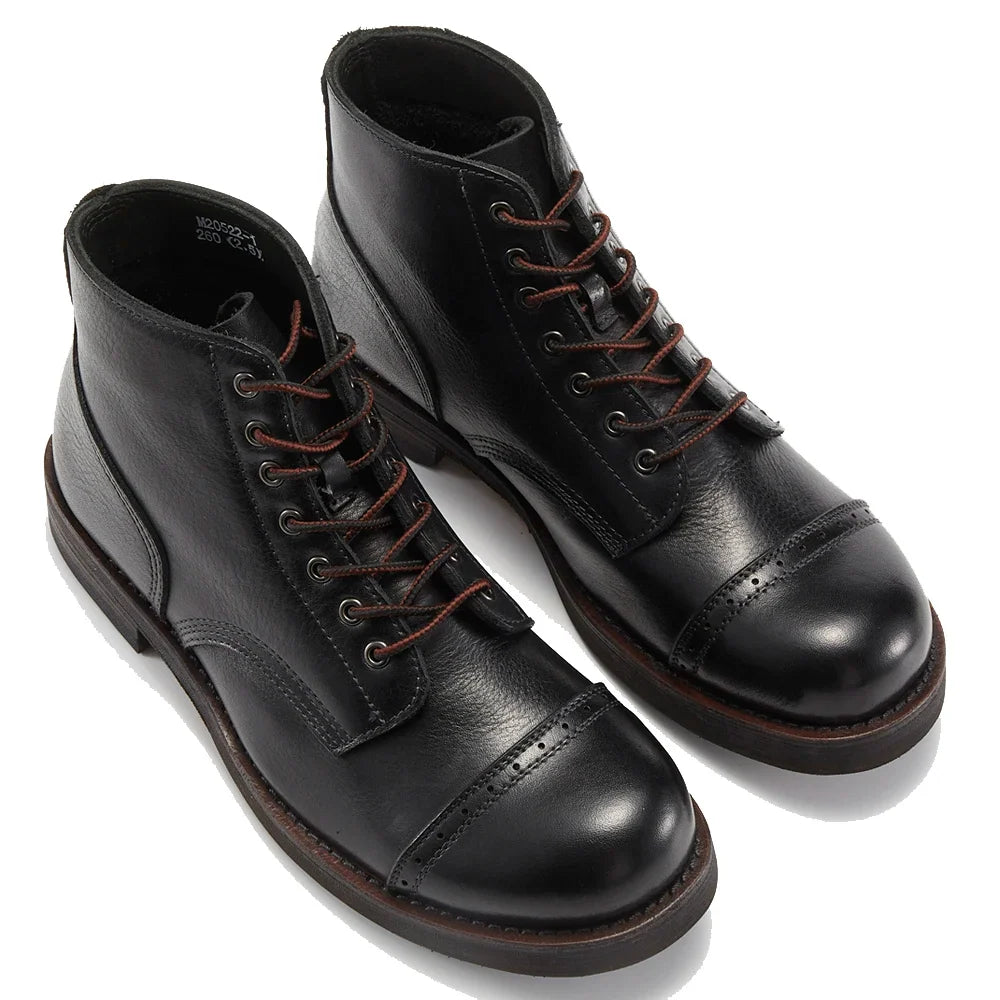 Luxury Classy Handmade Precision Stitch Wear-Resistant Casual Men Boots Genuine Leather Shoes