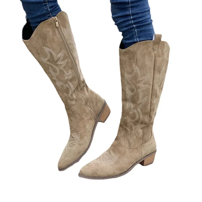 Women's High Knee Cowboy Boots