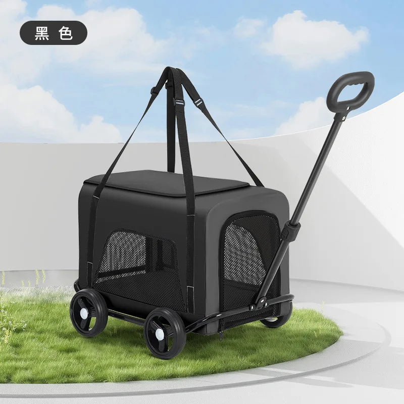 2-in-1 Small Pet Stroller + Pet Backpack for Dogs and Cats Small Pet Stroller for Going Out Lightweight and Foldable pet carrier