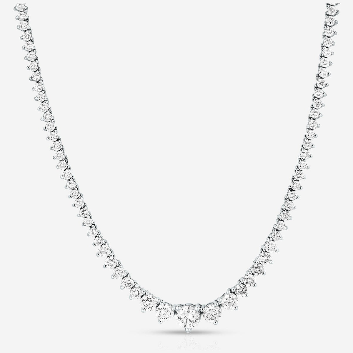 20 CT Created White Sapphire Graduated Tennis Necklace - G-H Color, SI Clarity