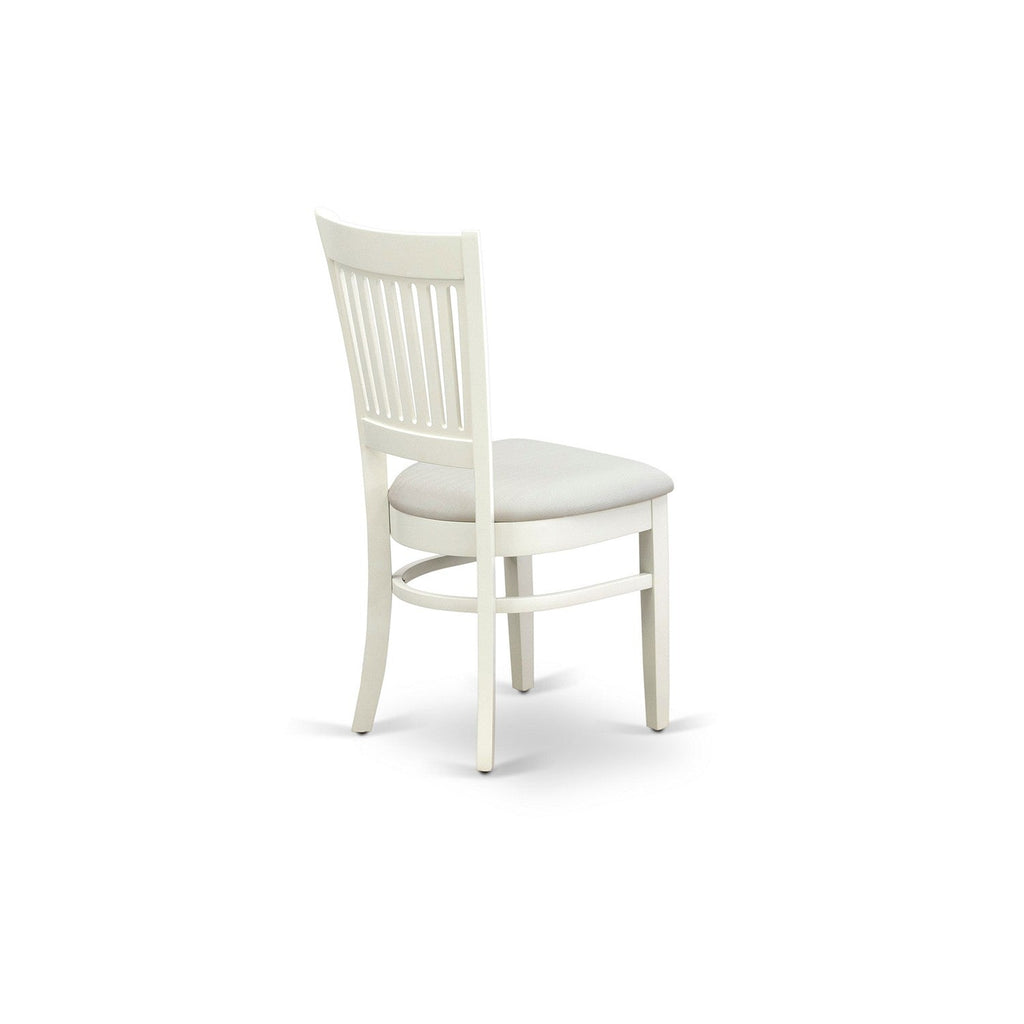 EAST WEST FURNITURE - AMVA5-LWH-C - 5-Piece Dinette Room Set- 4 dining room chairs and Wooden Dining Table - Linen Fabric Seat and Slatted Chair Back (linen white Finish)