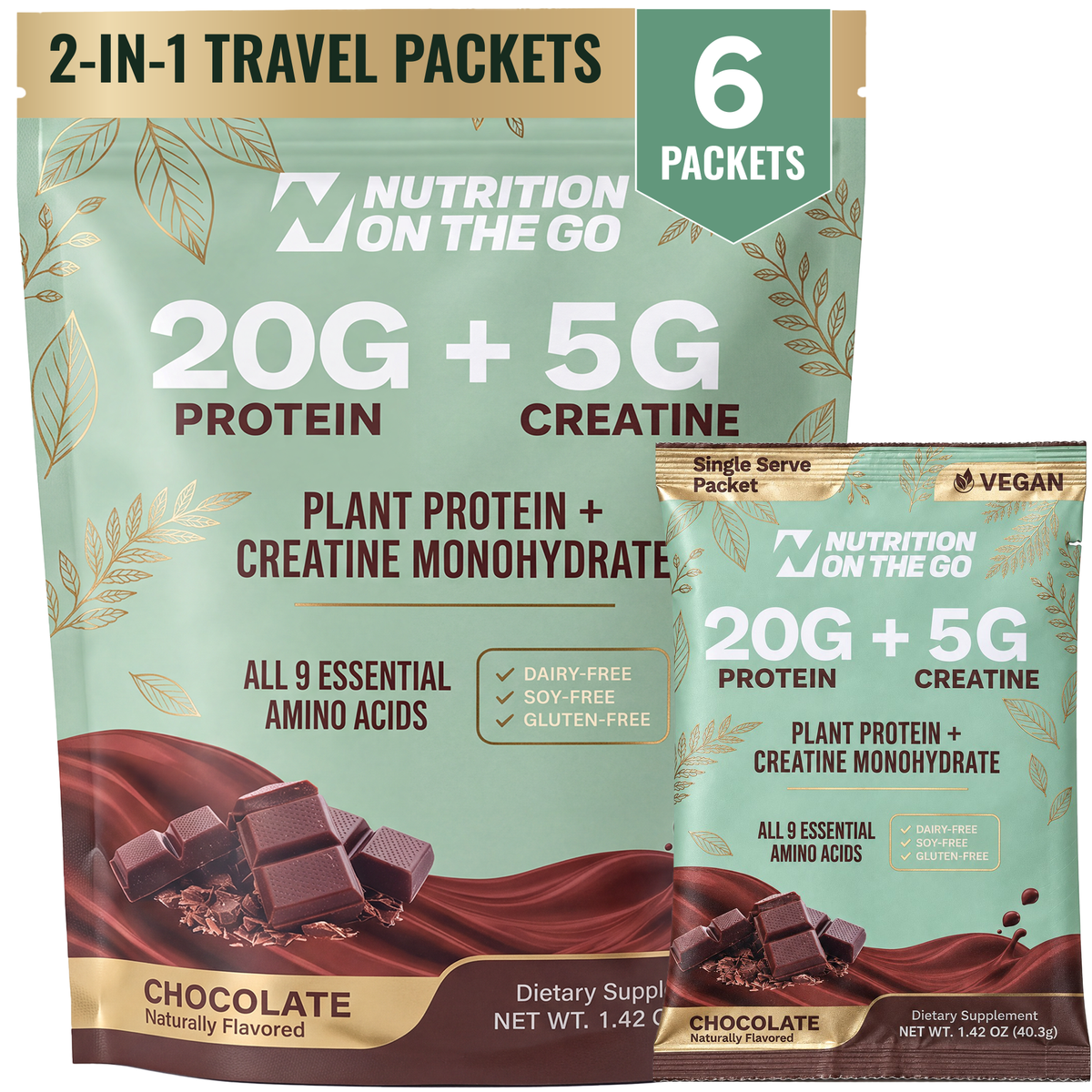 2-in-1 Vegan Protein + Creatine Travel Packets