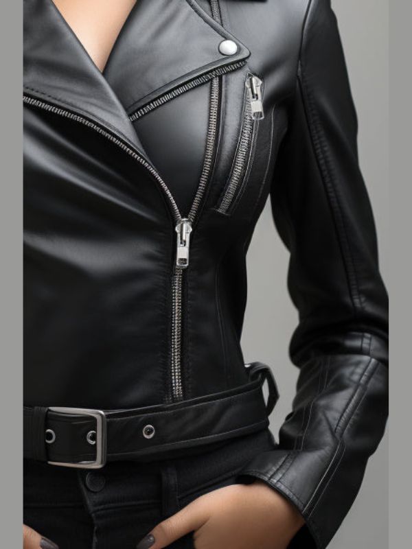 Paula Women's Black Leather Biker Jacket
