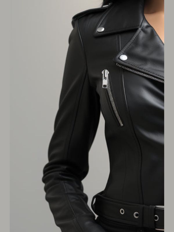 Paula Women's Black Leather Biker Jacket