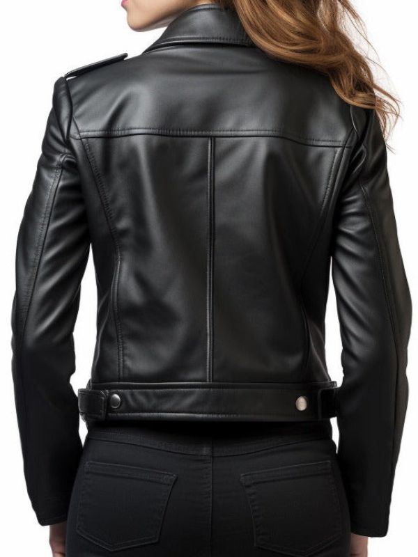 Paula Women's Black Leather Biker Jacket