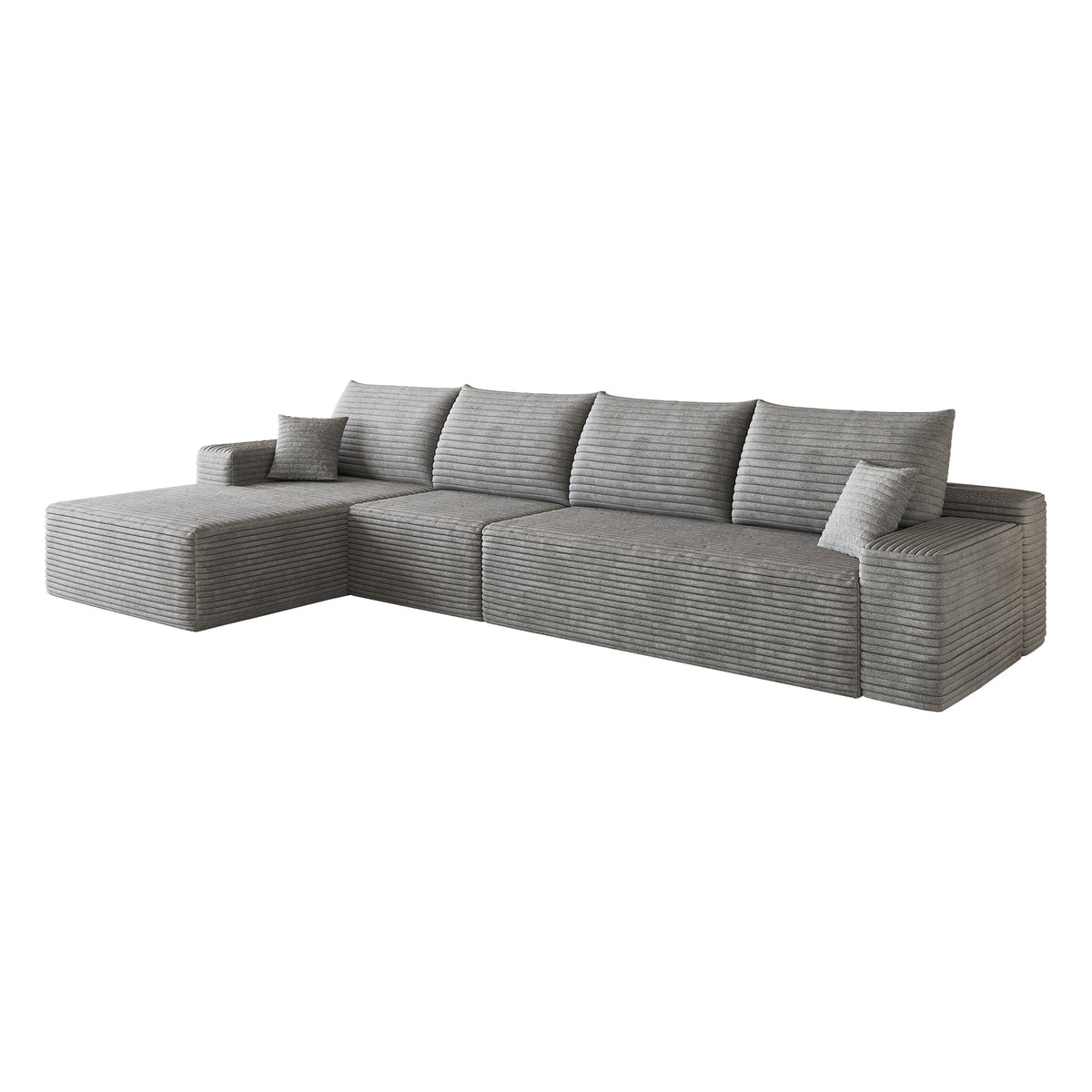 135" Cloud Sectional Couch with L-Shape Chaise in Plush Corduroy