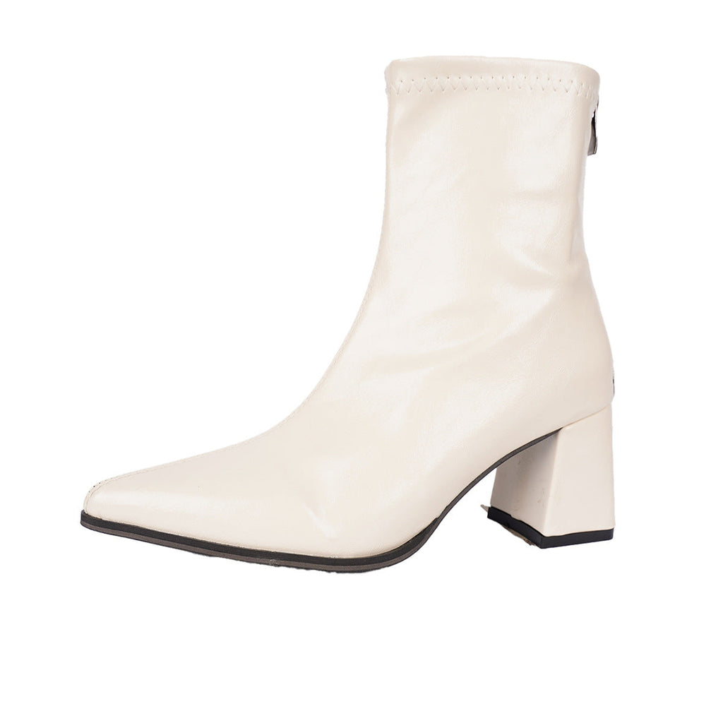 Western-style Pointed-toe Ankle Boots For Women