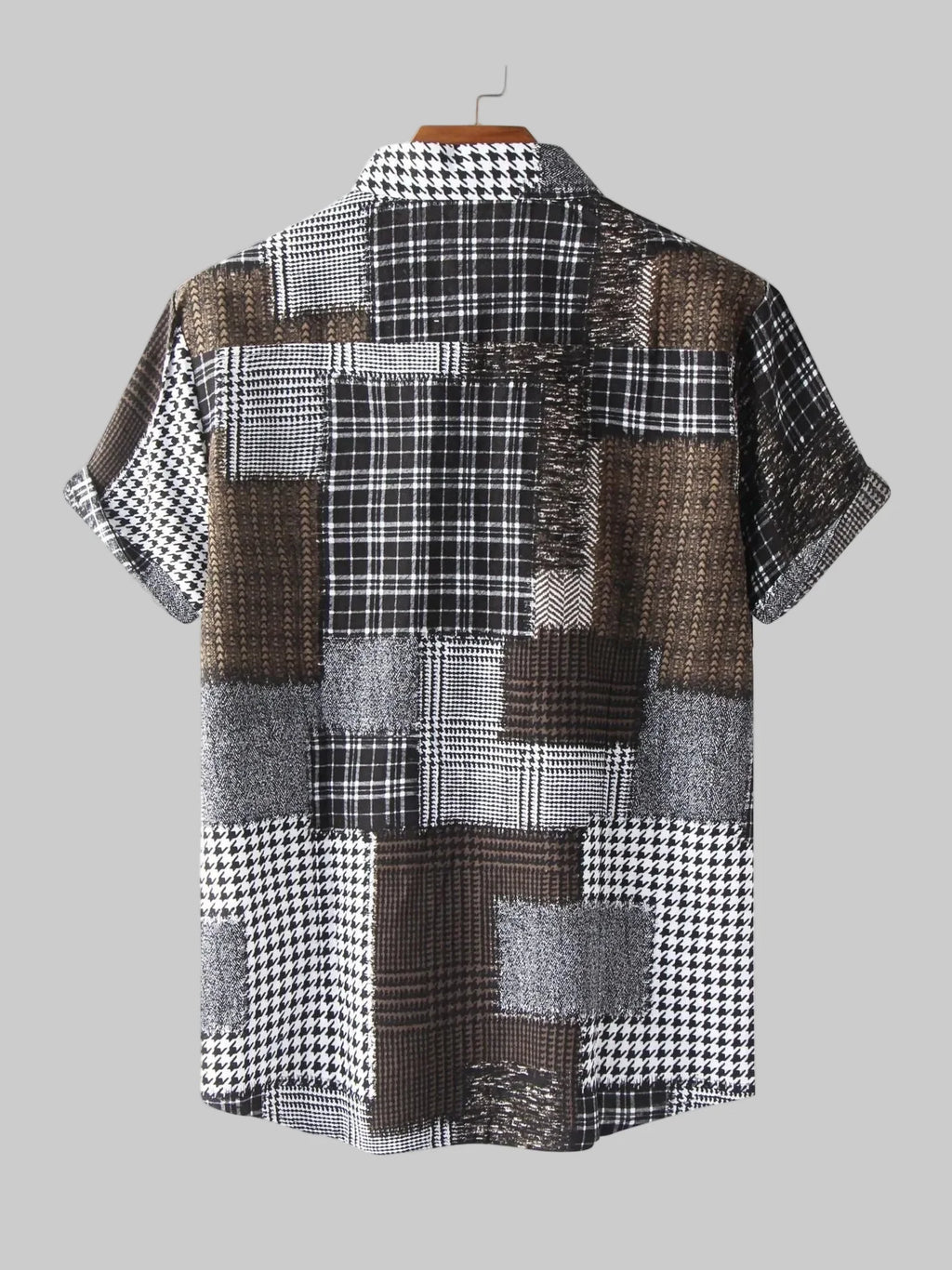 Men's Plus Size Plaid Short Sleeve Button-Up Shirt