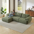 115'' Large Modern 3-Seater Sofa with Curved Horn Backrest - Beige, Green, or Black