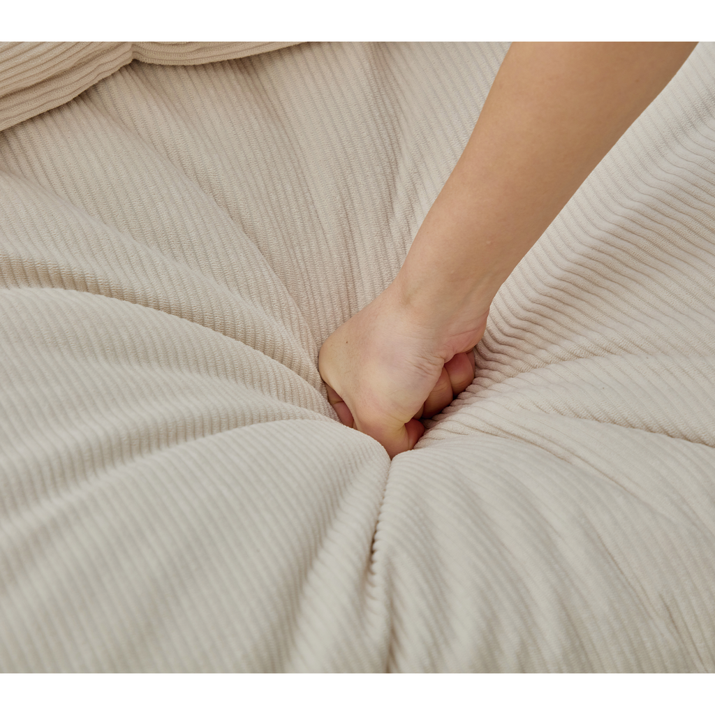 Modular Sofa 6-Piece Set with Neck & Waist Pillows - Beige Corduroy