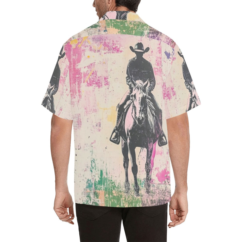 Baha Ranch Retro Pop Western Trail Ride Men's Camp Shirt