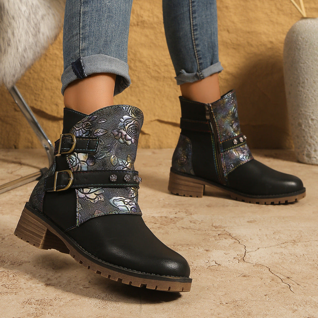 Fashionable Western Boots With Print For Women