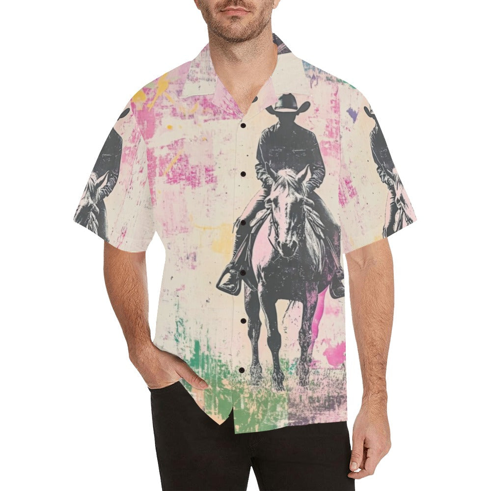 Baha Ranch Retro Pop Western Trail Ride Men's Camp Shirt