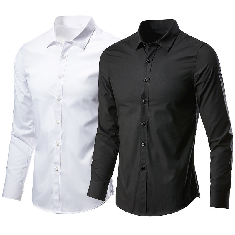 Men White Casual Suit Shirt Solid Color