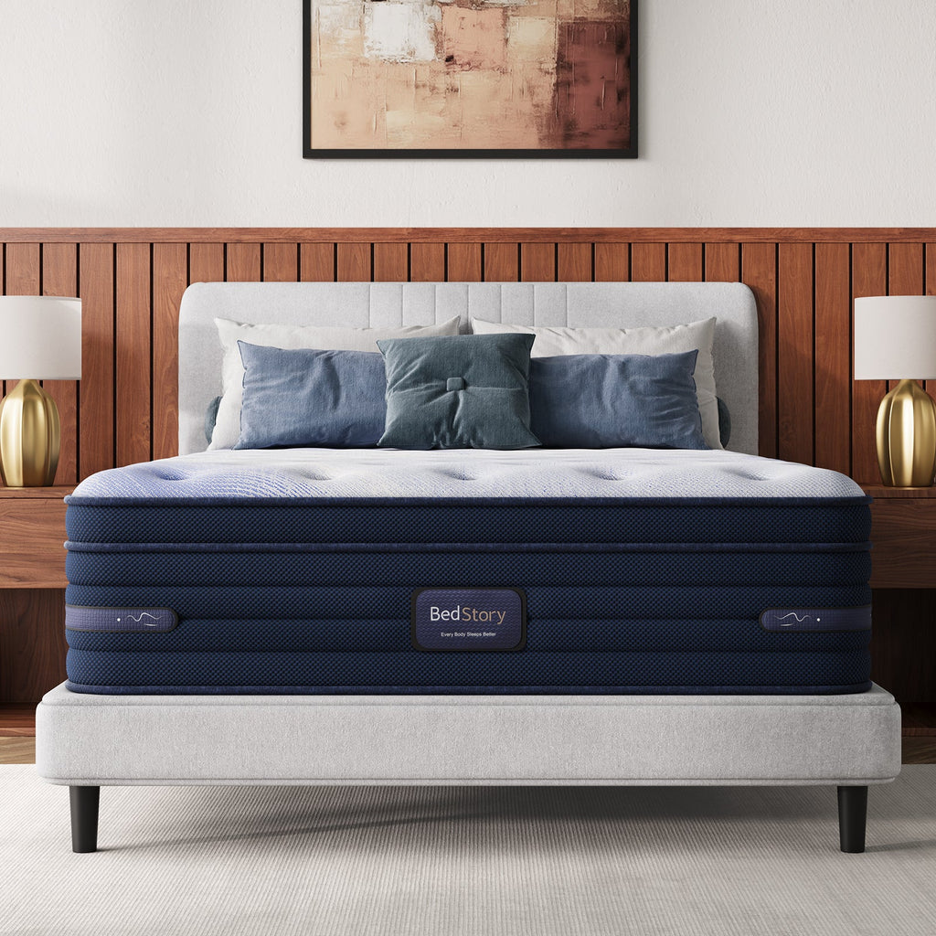 Spine Align Pro 14" Firm Hybrid Mattress with Cooling Gel – Blue