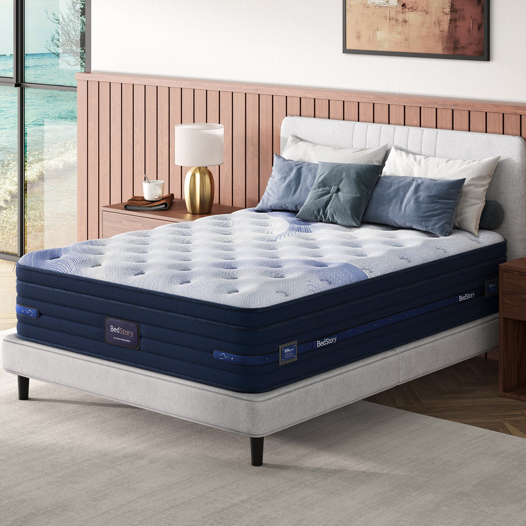 Firm Cooling Hybrid Mattress with Advanced Support - Blue