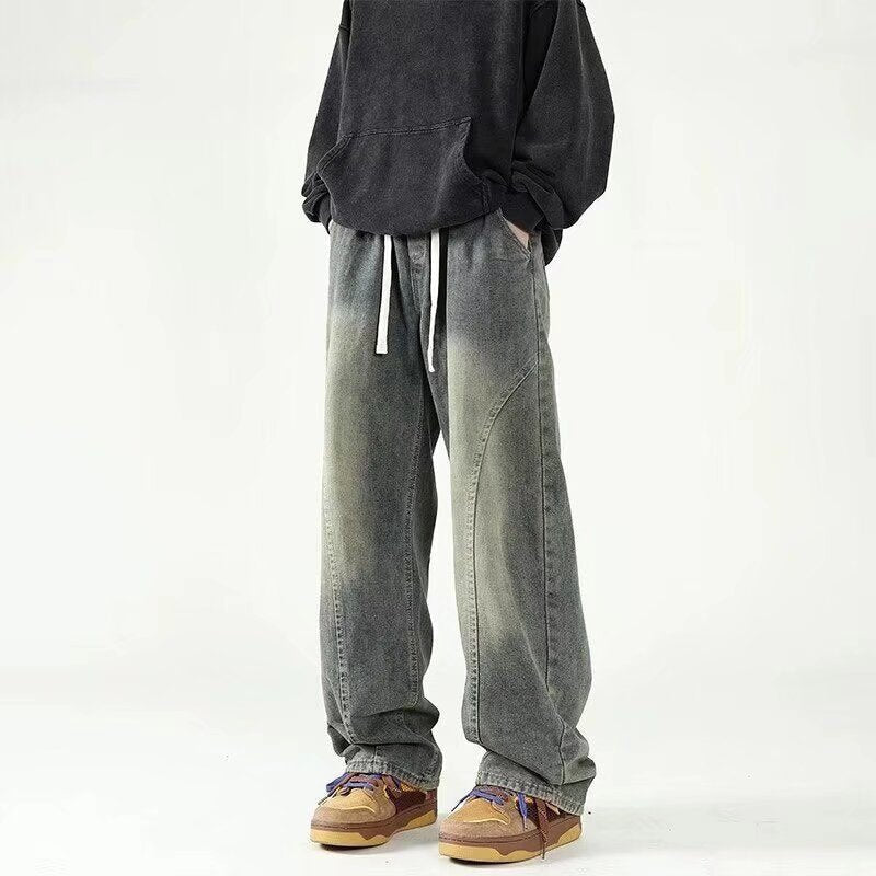 Mens Relaxed-fit Straight-leg Wide-leg Denim Jeans