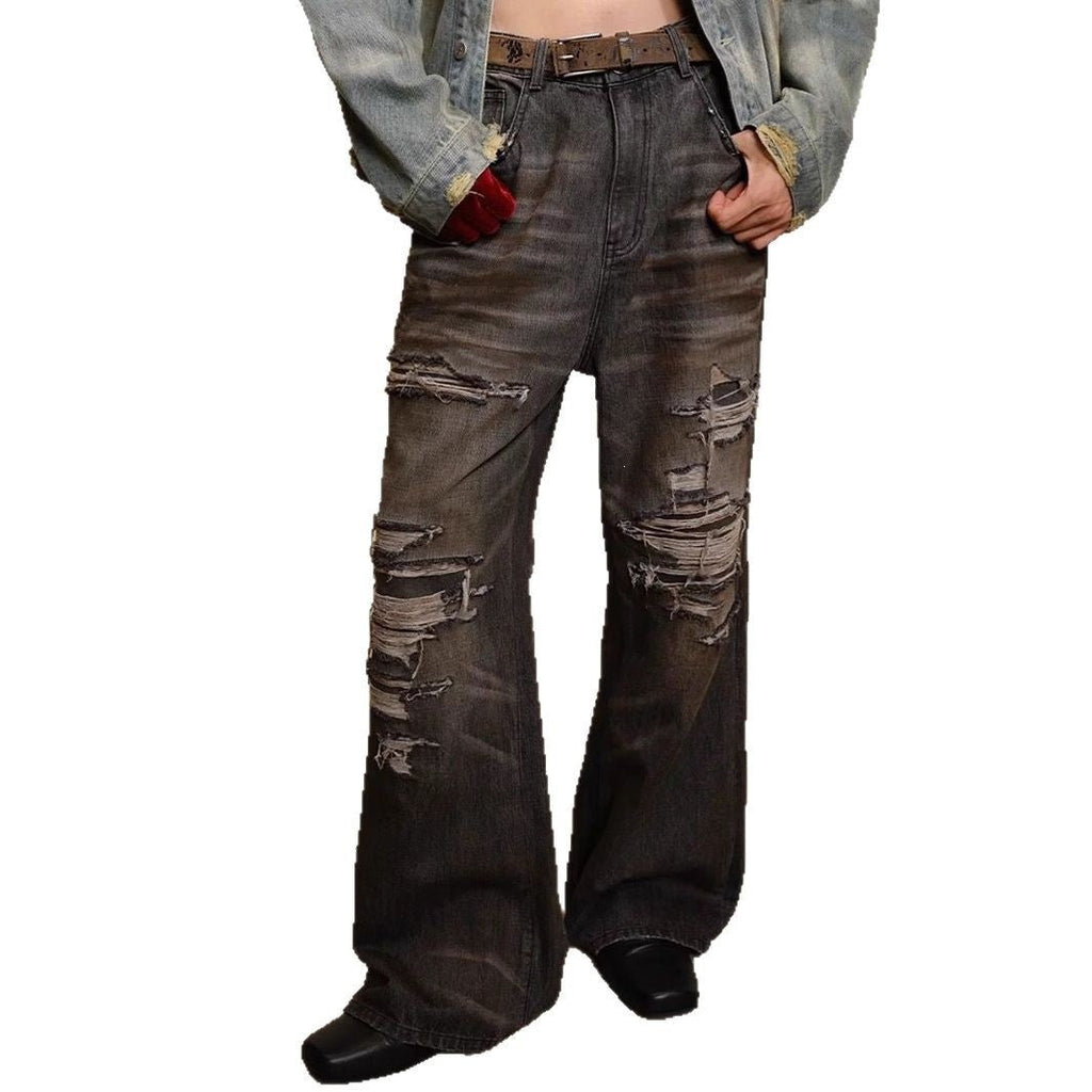 Retro Loose Bootcut Wide-leg Denim Jeans For Men