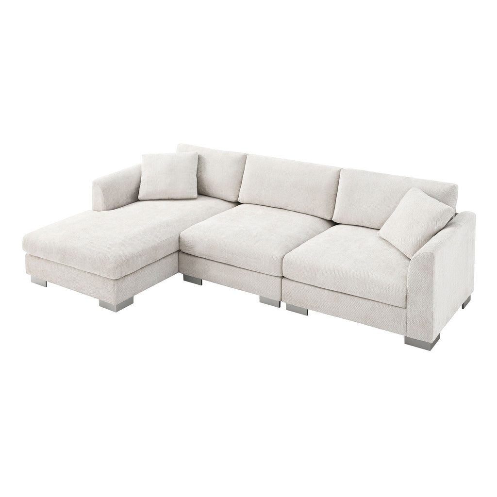 Modern Cloud Sectional Sofa L Shaped Luxury Couch Set With 2 Free Pillows 4 Seat With Oversized Chaise