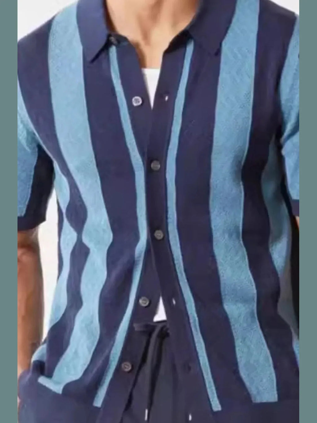 Men's Plus Size Striped Button-Down Short Sleeve Shirt