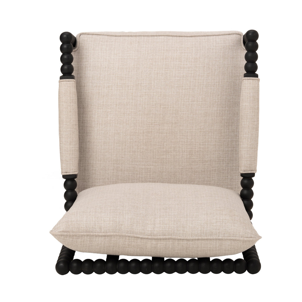 Rubber Wood Accent Chair, Upholstered Fabric Leisure Chair with High-Resilience Sponge, Modern Living Room Chair for Bedroom, Office, Reading Nook, Sturdy Solid Wood Frame, Comfortable & Easy to Clean