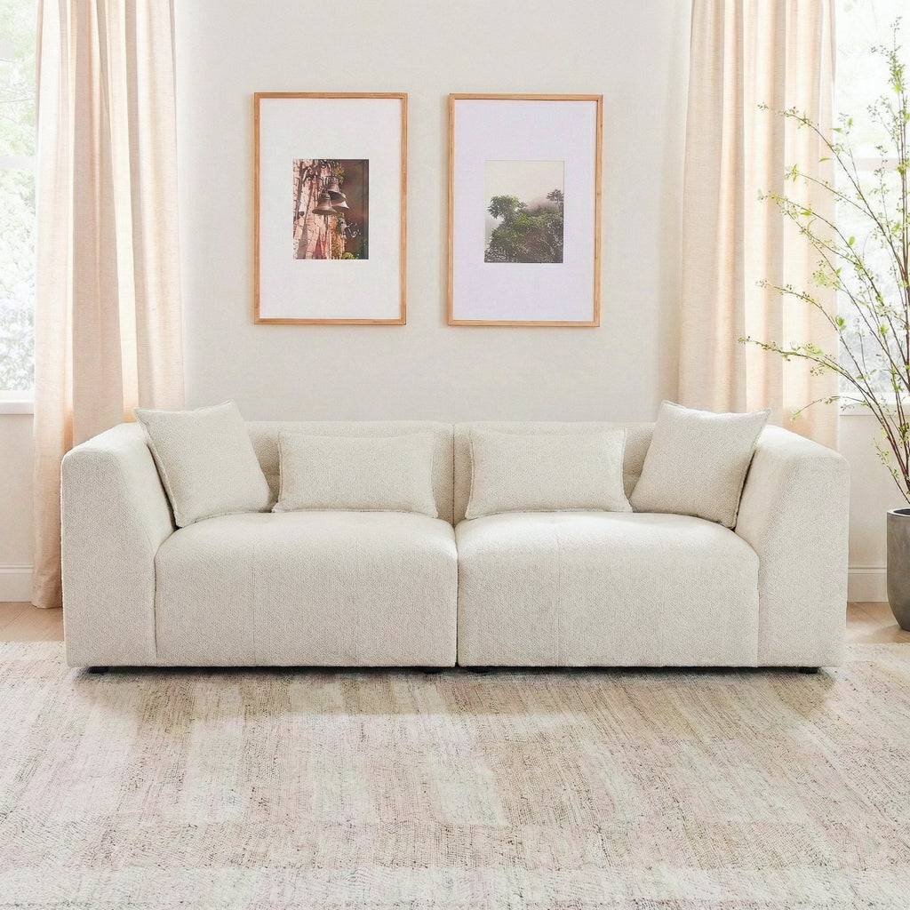 Jefferson Soft Chenille Modern Sofa with Plush Comfort - Taupe