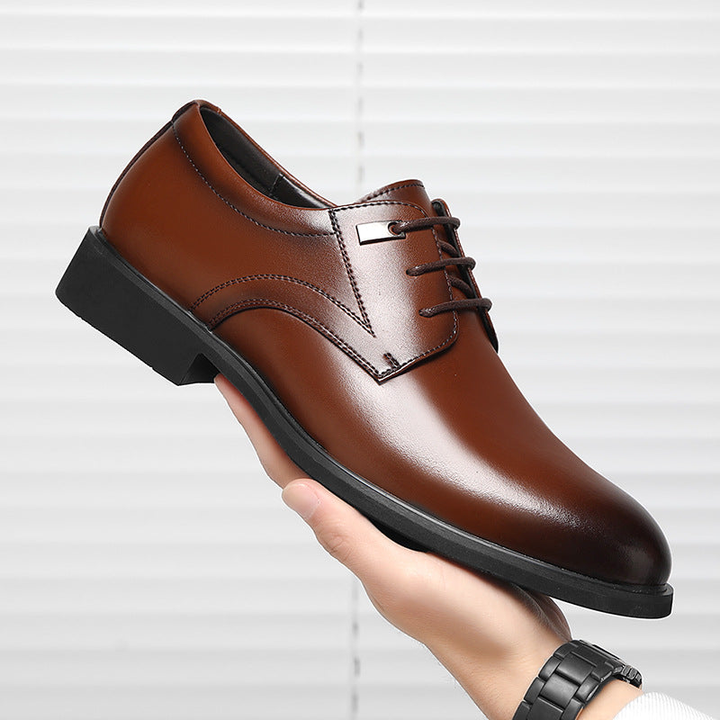 Business Formal Wear Breathable Hollow Men's Cowhide Height Increasing Shoes