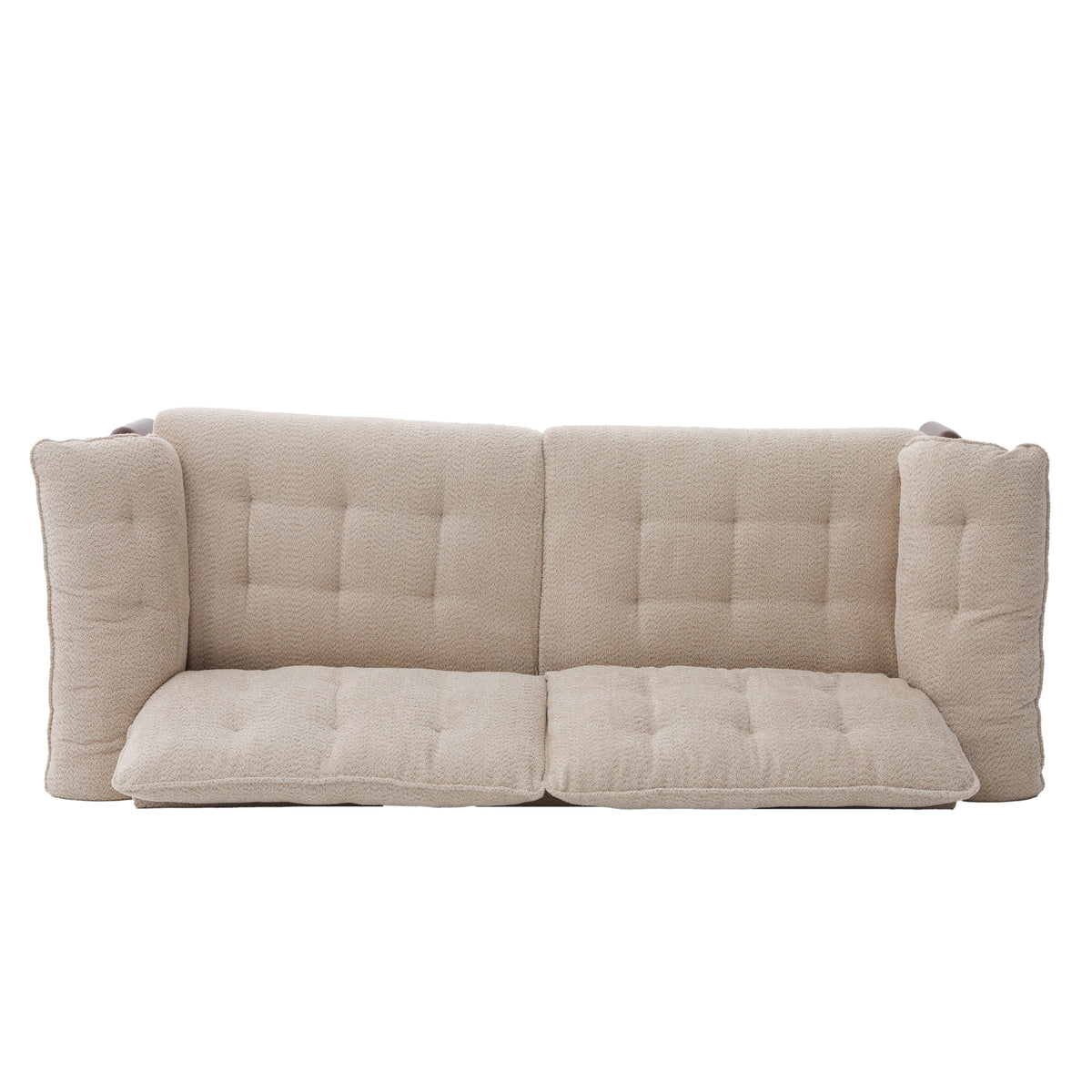 Modern Boucle Upholstered 3 Seater Sofa with Solid Wood Legs - Beige or Navy Blue