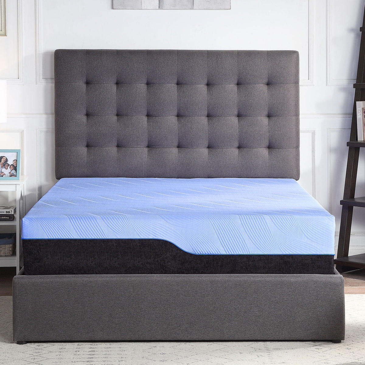 12" Hybrid Memory Foam Mattress with Cooling Gel and Coil Support - Light Blue