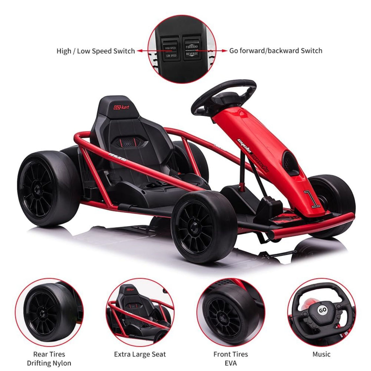 High-Speed Electric Go Kart for Kids - Perfect Racing Toy Gift (24V, 8MPH)