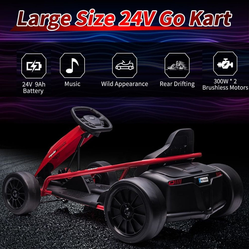 High-Speed Electric Go Kart for Kids - Perfect Racing Toy Gift (24V, 8MPH)