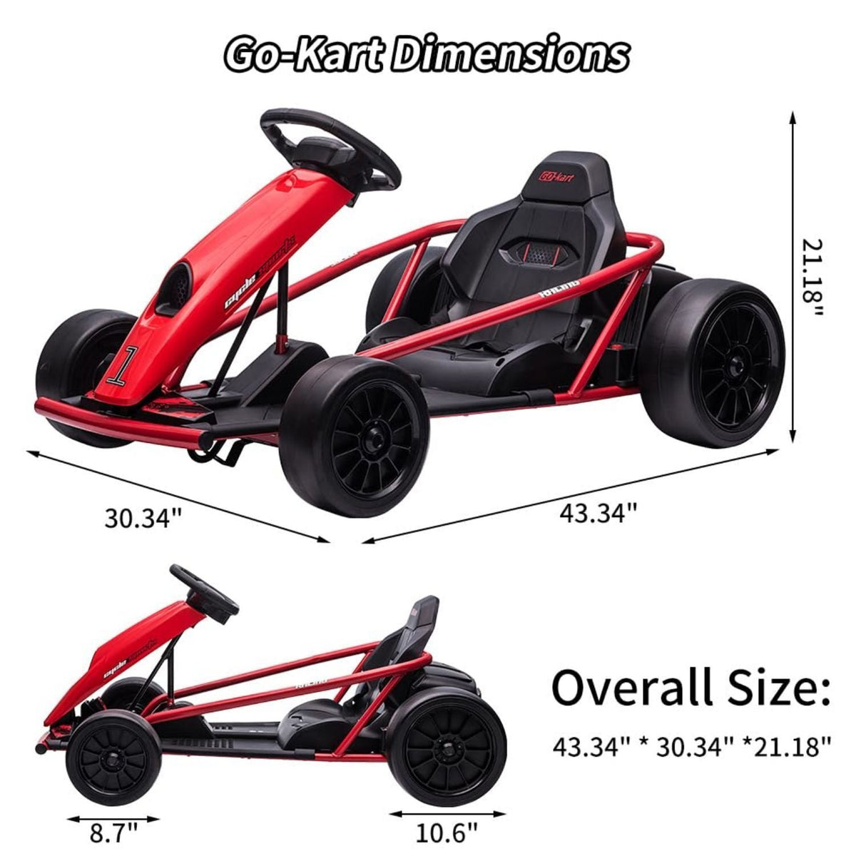 High-Speed Electric Go Kart for Kids - Perfect Racing Toy Gift (24V, 8MPH)