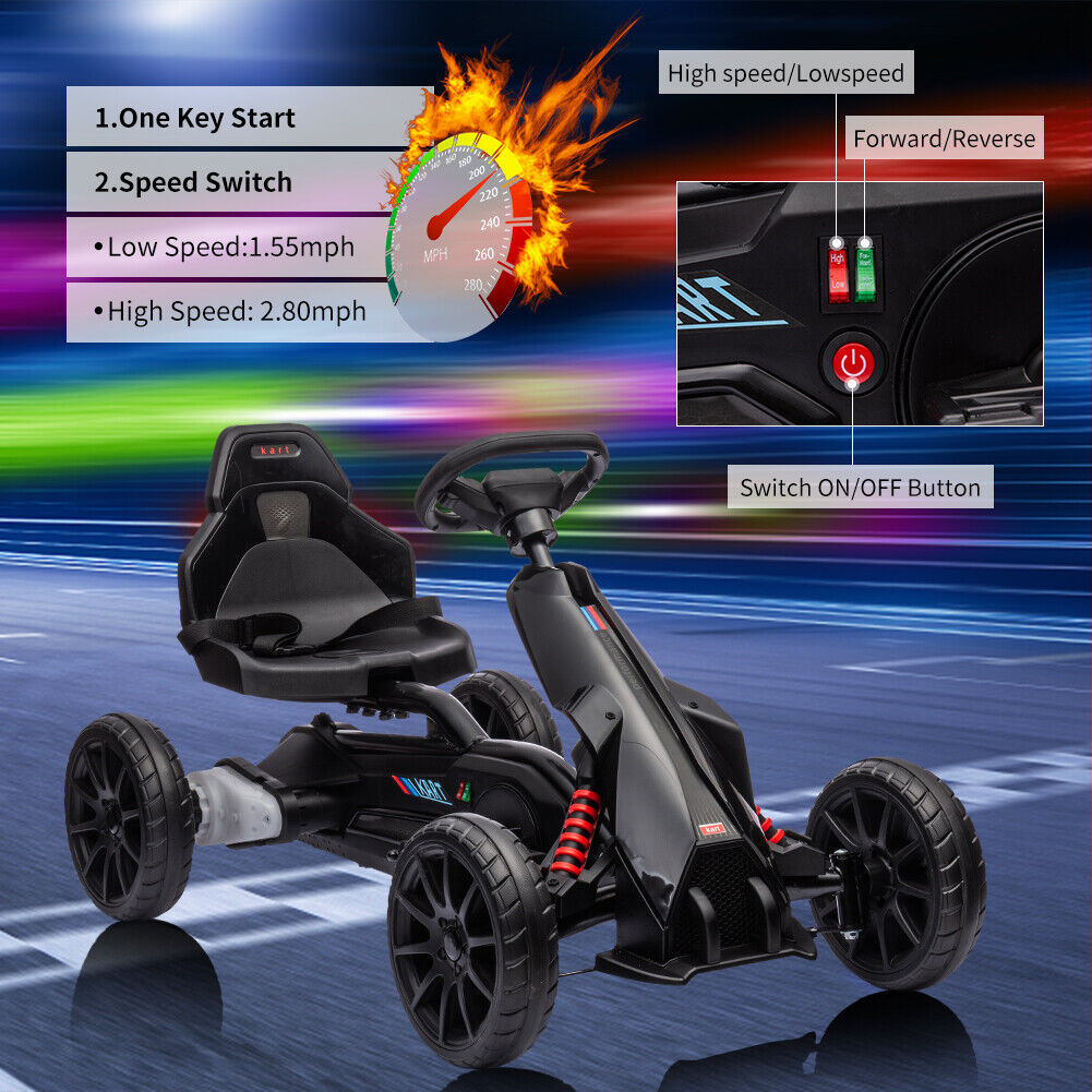 Electric Go Kart for Kids with 2 Speeds and EVA Wheels - 12V Battery Powered Ride On Car