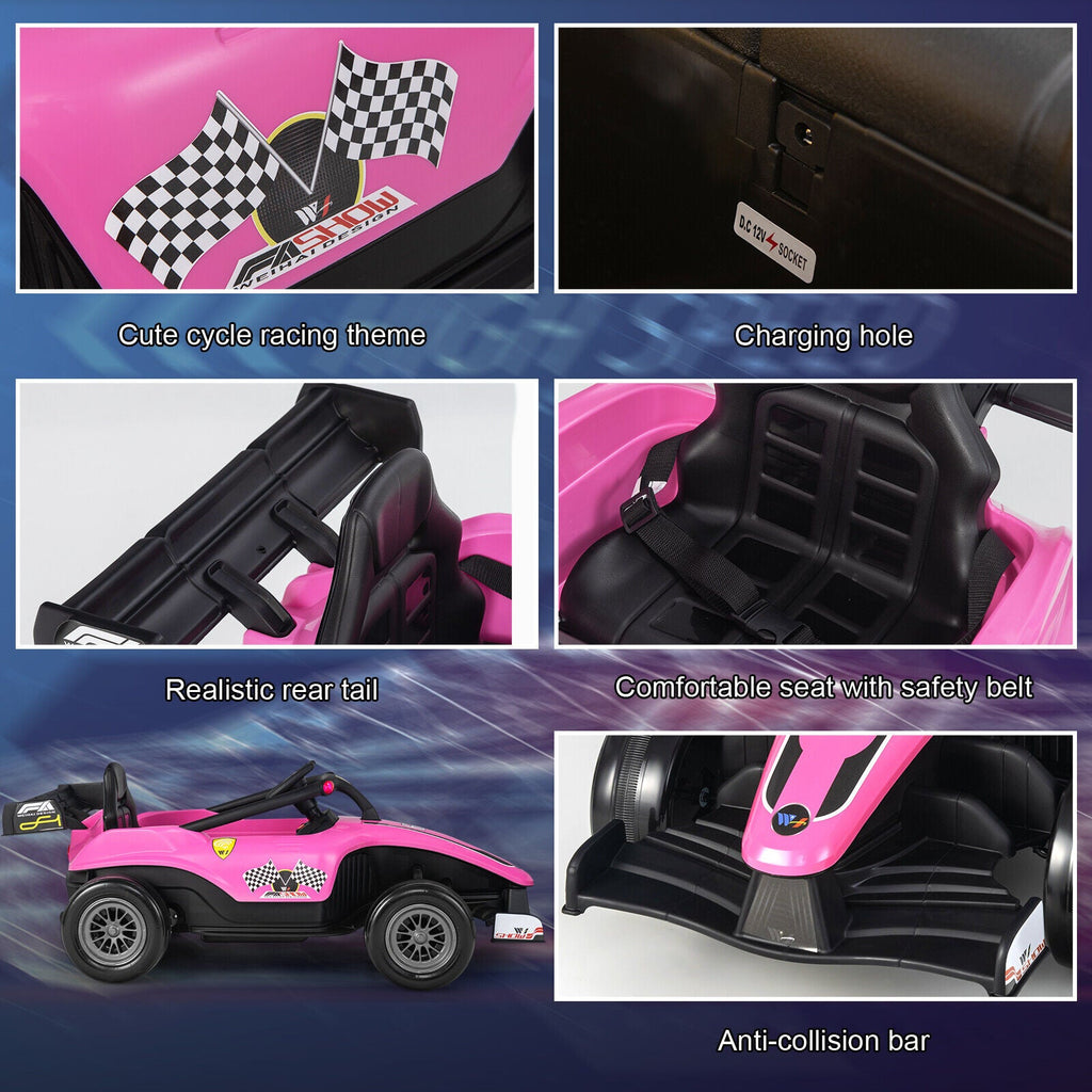 Electric Racing Truck for Kids with Remote Control, MP3 Player, and Lights - Pink (12V)