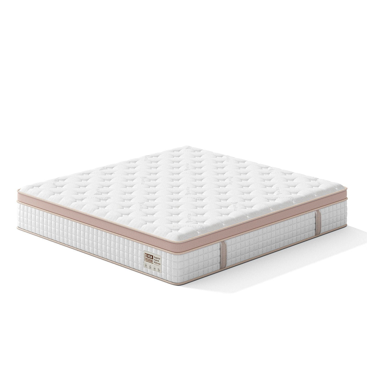 King Size Firm Hybrid Mattress with Gel Memory Foam & Pocket Springs - White