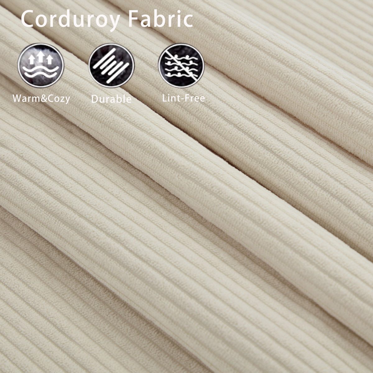 Modular Sofa 6-Piece Set with Neck & Waist Pillows - Beige Corduroy