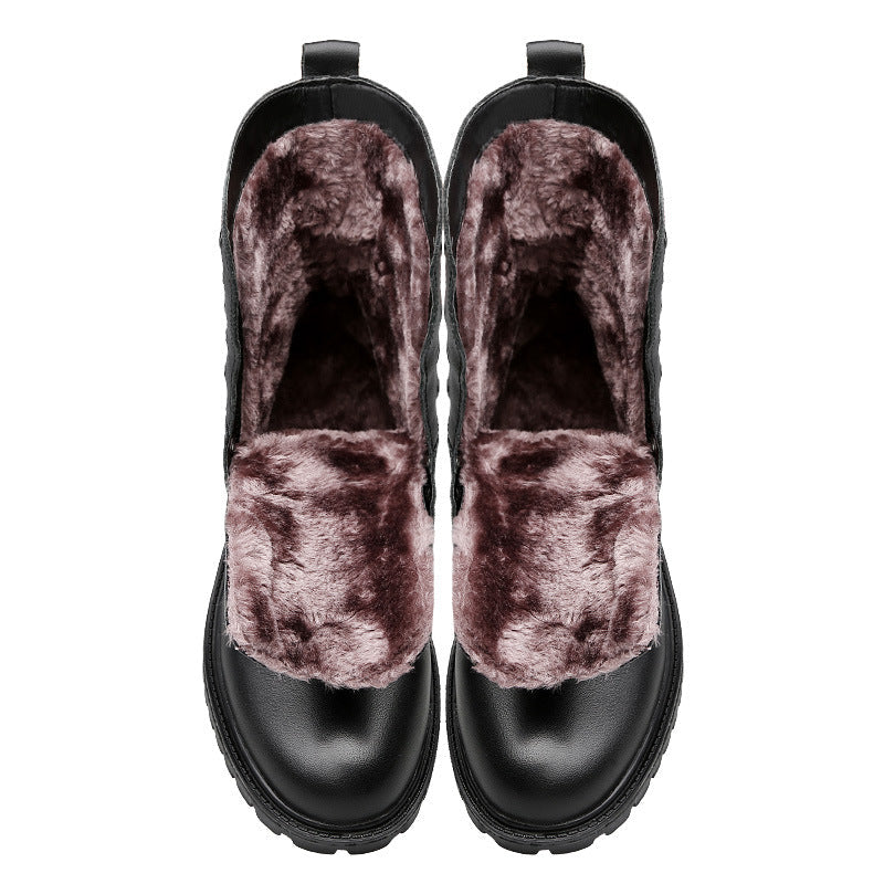 Men's Leather Winter Fleece-Lined British-Style Boots
