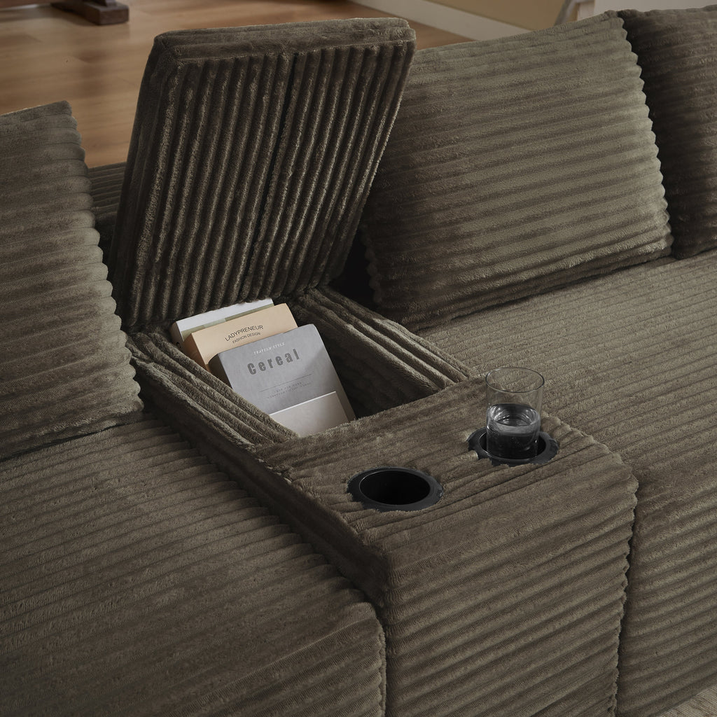 Compressible U-Shaped Sectional Sofa Set,Minimalist Style Modular Sectional Sofa, Corduroy Fabric Cloud Couch for Living Room