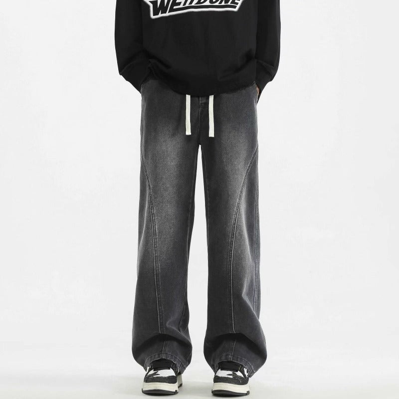 Mens Relaxed-fit Straight-leg Wide-leg Denim Jeans