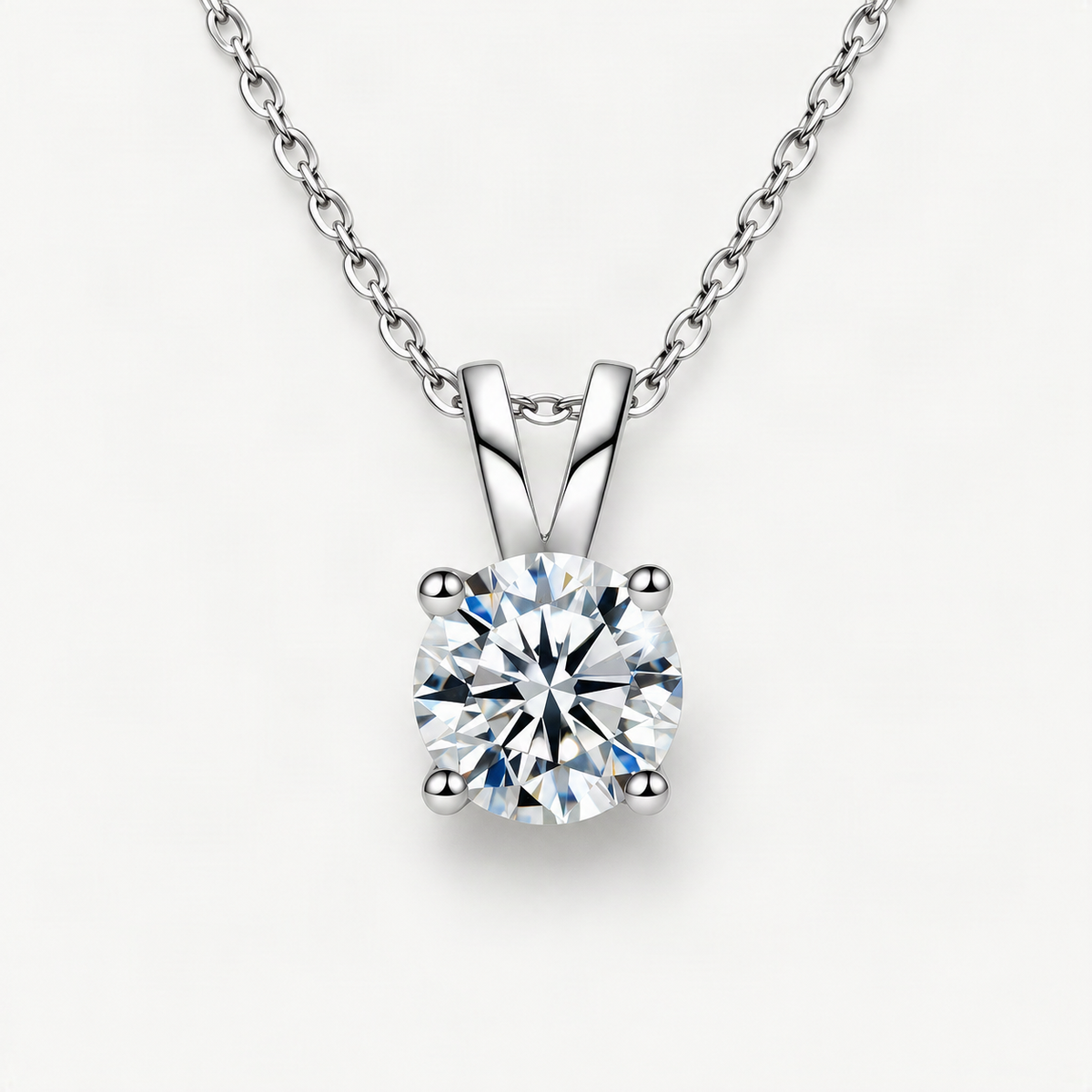 S925 Moissanite Classic Four-Prong Pendant, Minimalist Collarbone Chain Jewelry Pendant Necklace for Women