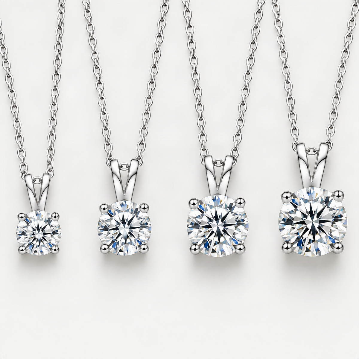 S925 Moissanite Classic Four-Prong Pendant, Minimalist Collarbone Chain Jewelry Pendant Necklace for Women