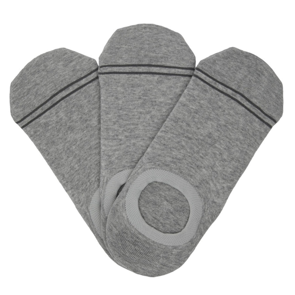 Grey No Show Socks - 3-Pack
